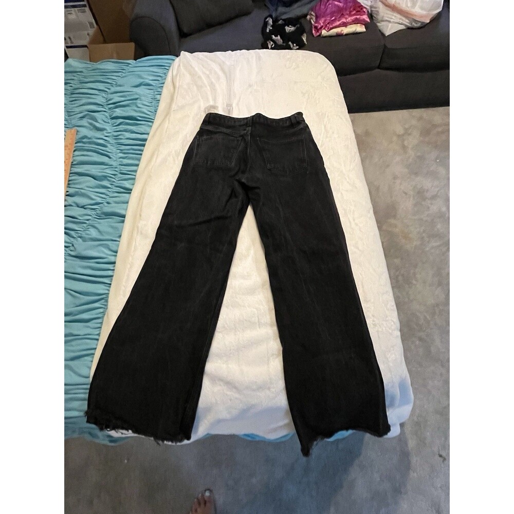 Zara Black Denim Wide Leg Pants Size 8